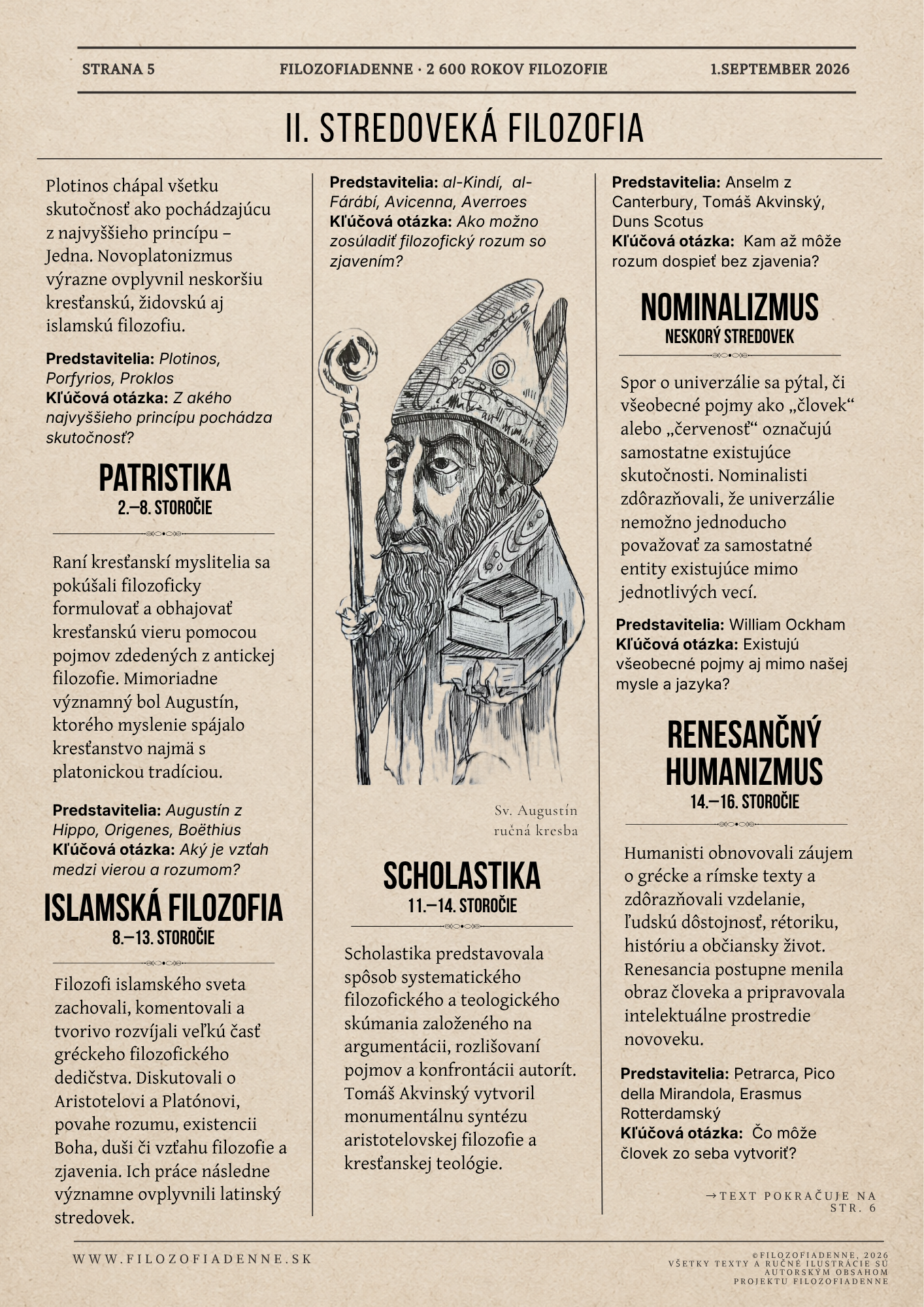 Stredoveká filozofia: patristika, islamská filozofia, scholastika, nominalizmus a renesančný humanizmus