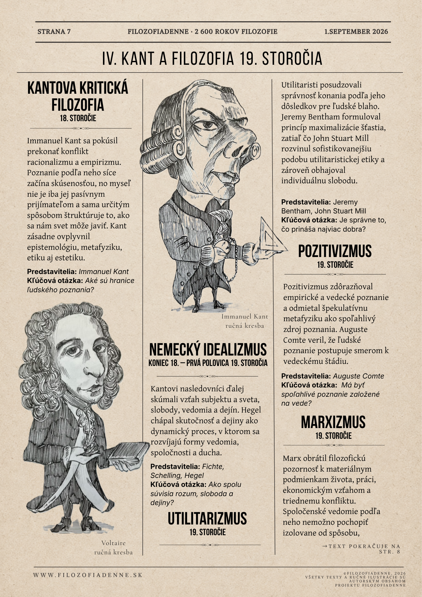 Kant a filozofia 19. storočia: kritická filozofia, nemecký idealizmus, utilitarizmus, pozitivizmus a marxizmus