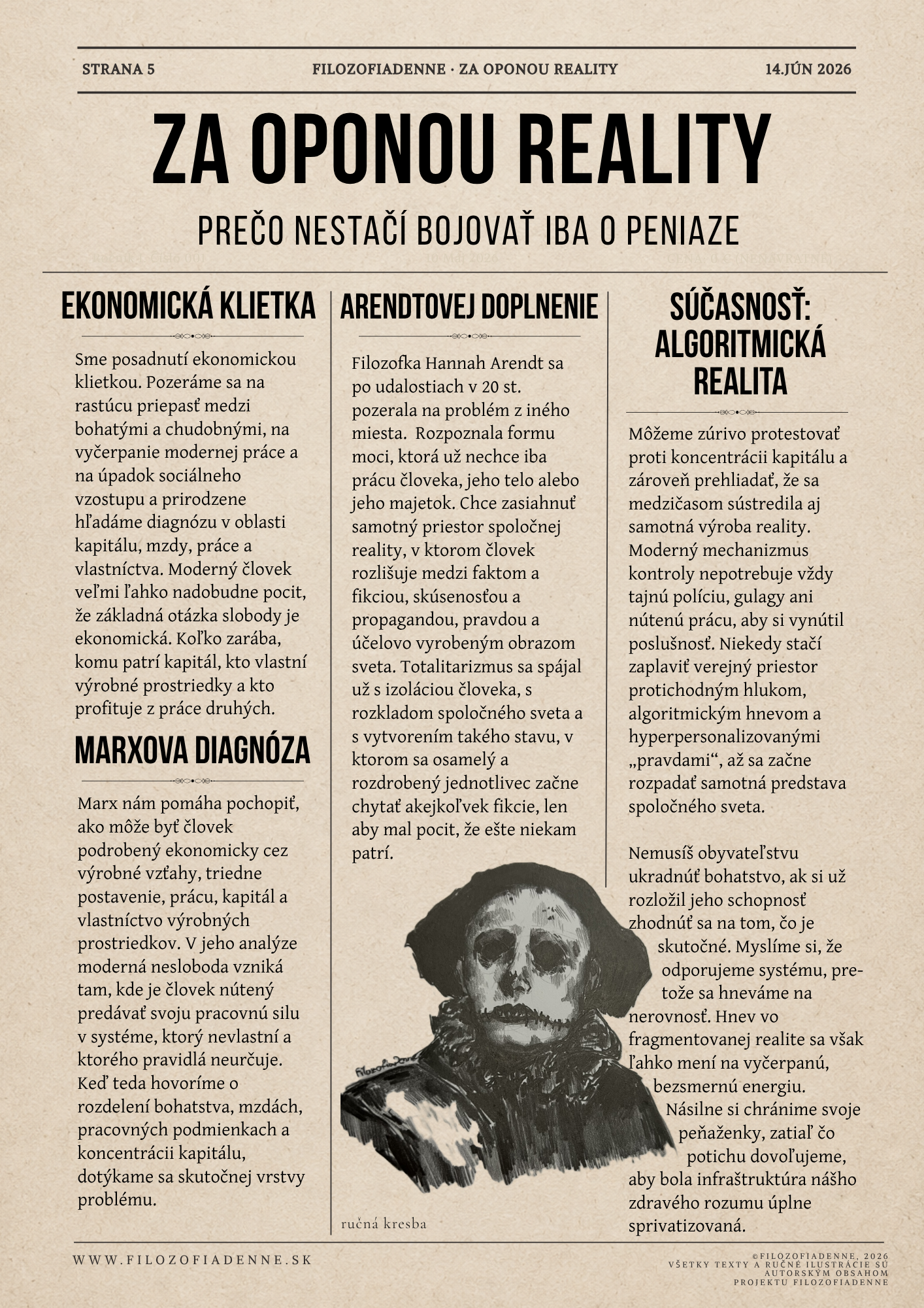 Za oponou reality: Marx, Hannah Arendtová, ekonomická moc, propaganda a algoritmické vytváranie spoločenskej reality