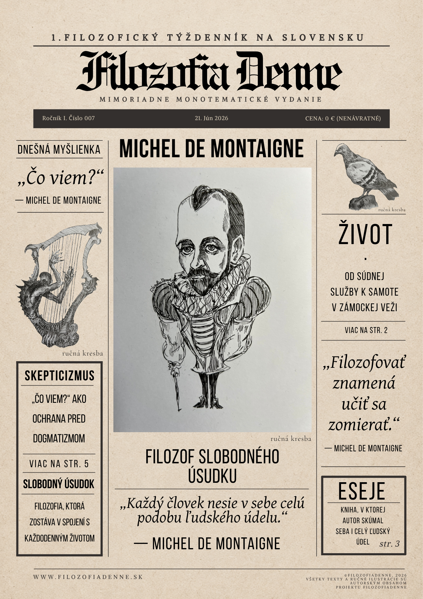 Titulná strana FilozofiaDenne č. 007 o Michelovi de Montaignovi, Esejach, skepticizme a slobodnom úsudku